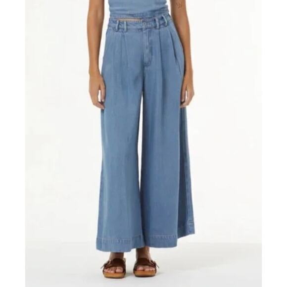 NWT Young Fabulous & Broke Calvin wide leg pleated cropped pants M